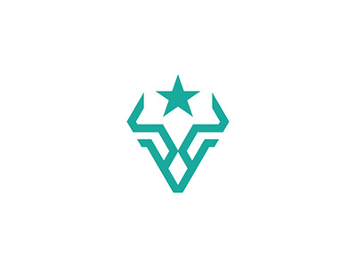 Star Bull horn and letter V logo animal branding bull combone creative horn iconic letter logo modern new star v