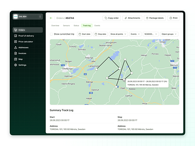 📦 Order tracking dashboard design desktop logistic map mockup saas software ui uiux vector
