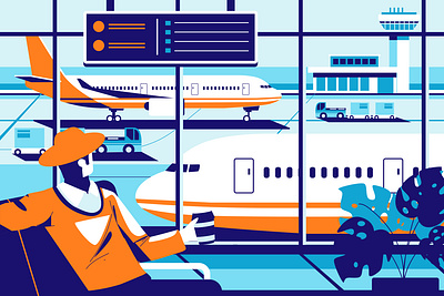 Airport Vibes Illustration airplane airport design illustration infrastructure man in airport vector