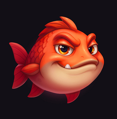 Angry fish 2d illustration adobe photoshop angry fish art cartoon casual game art character design fish graphic design illustration slot element slot game slot game art