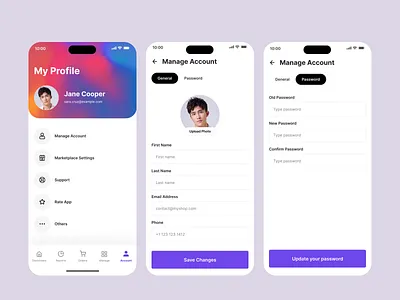 Profile & Account Management account app branding cool design edit illustration latest list management mobile my page password profile ui ux