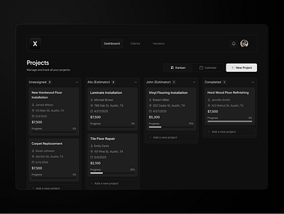 Client's Dashboard Dark Kanban Board UI UX Design clean design dark dashboard dark mode design dashboard kanban kanban board kanban board ui design kanban dashboard kanban ui project management dashboard task board task dashbaord task kanban board task management dashboard ui design ui ux design