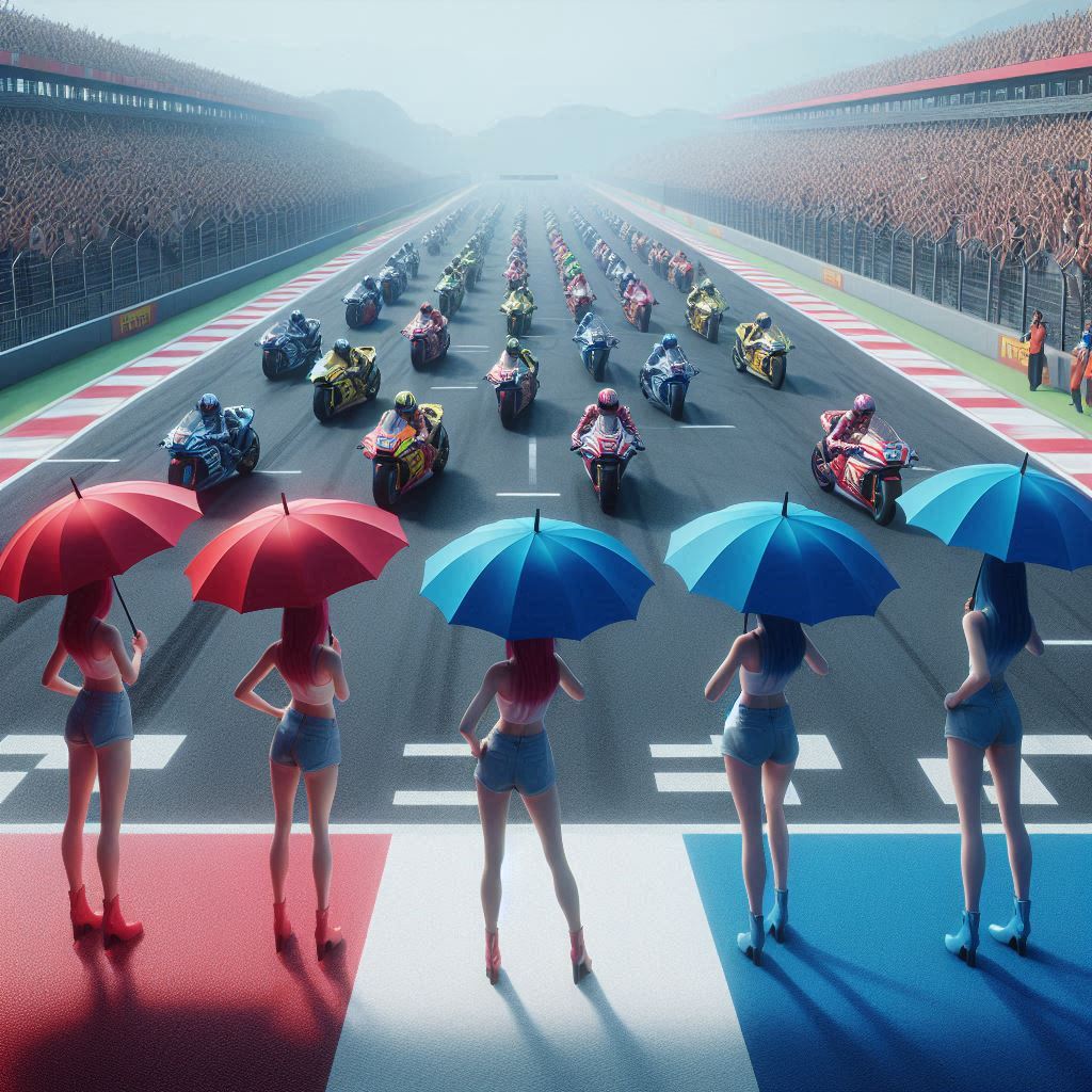 MotoGP 3d ai art artificial intelligence colors design graphic design illustration motogp photoshop racetrack racing rain style visual