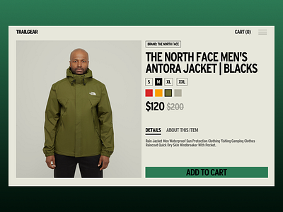 TrailGear - E-Commerce Product page aero design agency brand identity designsystem ecommerce landingpage minimal online shopping productdesign productpage productpagedesign prototype redesign ui uidesign uiux uxdesign visual identity web design webdesign website design