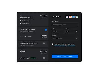 Pricing & checkout blue checkout crypto dark desktop mono payment plans pricing ui ux web web3