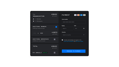 Pricing & checkout blue checkout crypto dark desktop mono payment plans pricing ui ux web web3