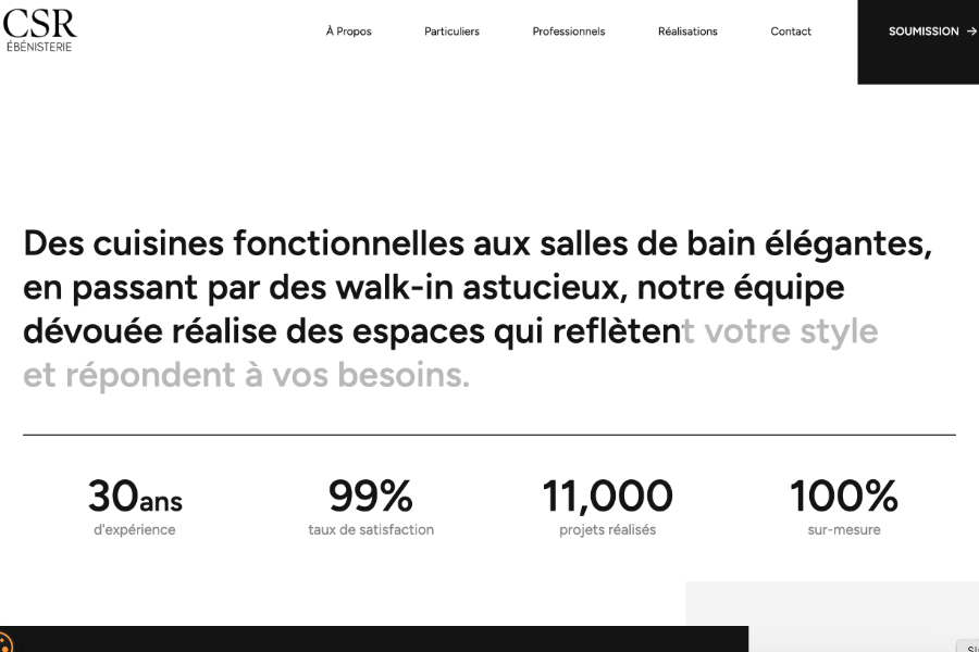 CSR Ebénisterie | Webflow Website for a B2B leadgen company b2b website corporate design corporate landing page corporate website hero section homepage landing page lead generation leadgen leadgen website modern landing page modern website sales landing page ui ui design webflow webflow design website design