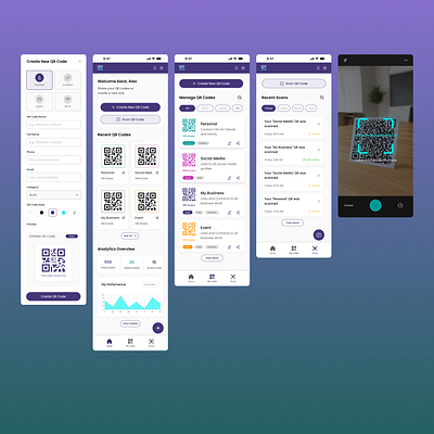 qrlife.me – Smart QR Code Manager UI Design app experience figma mobile app ui ui design uiux user experience user interface ux