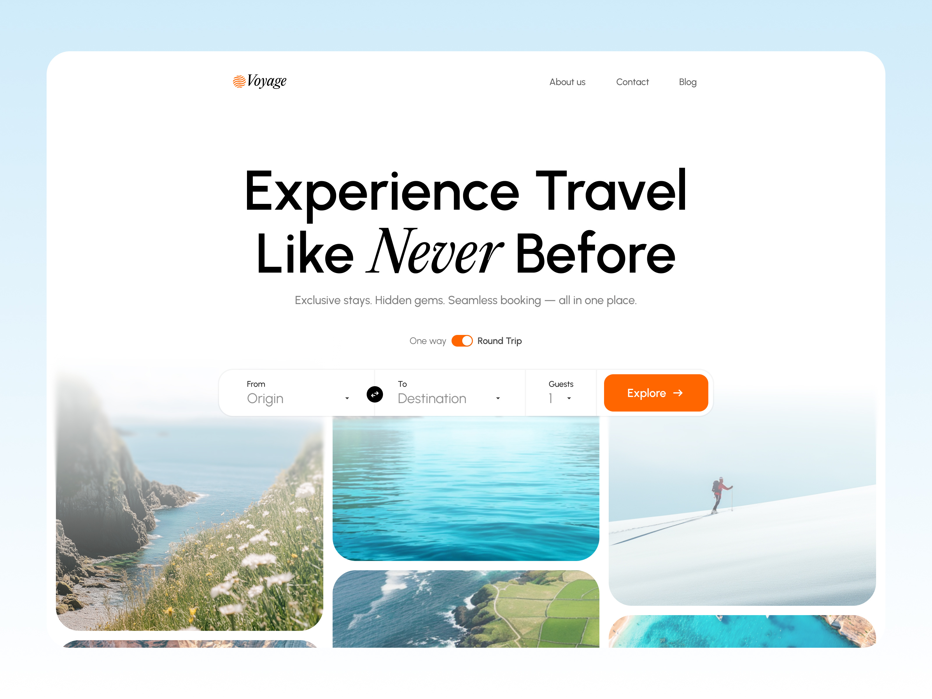 Travel website landing travel ui web design