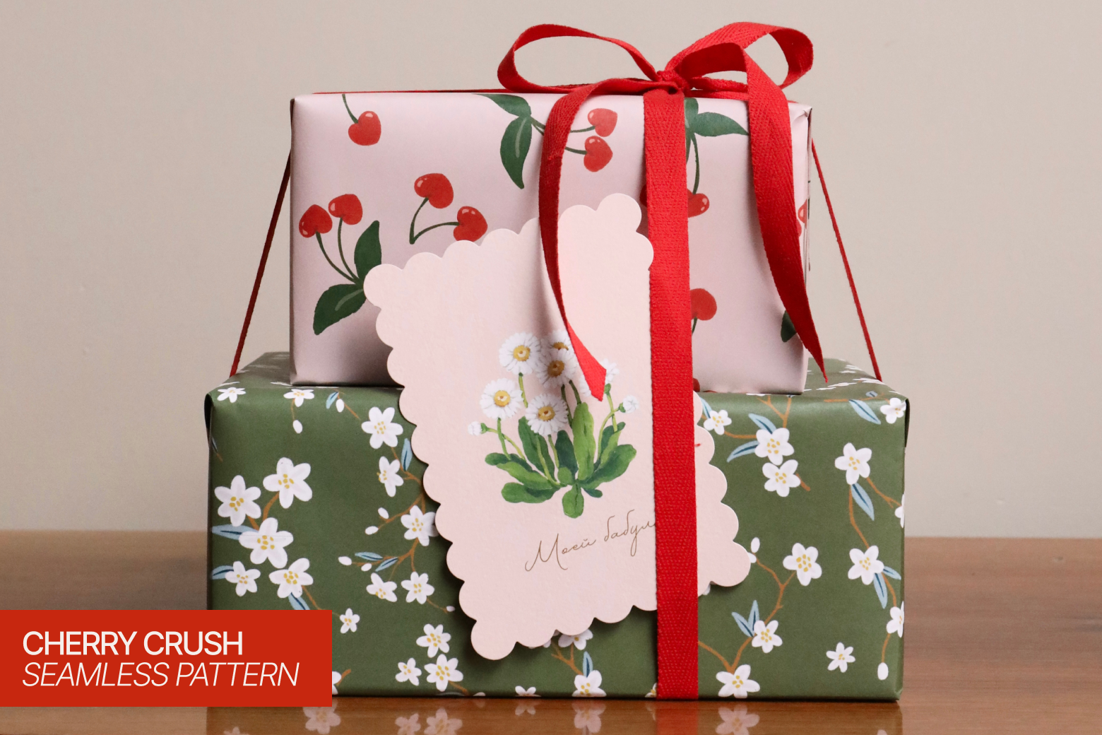 Summer Gifting with Love & Berries cherryprint cutepackaging design giftwrap graphic design illustration packagingdesign strawberrytag summerillustration