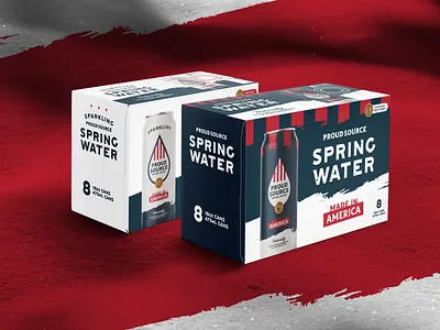 Case Design for Alkaline Water beverage case cpg made in america packaging patriotic red usa water