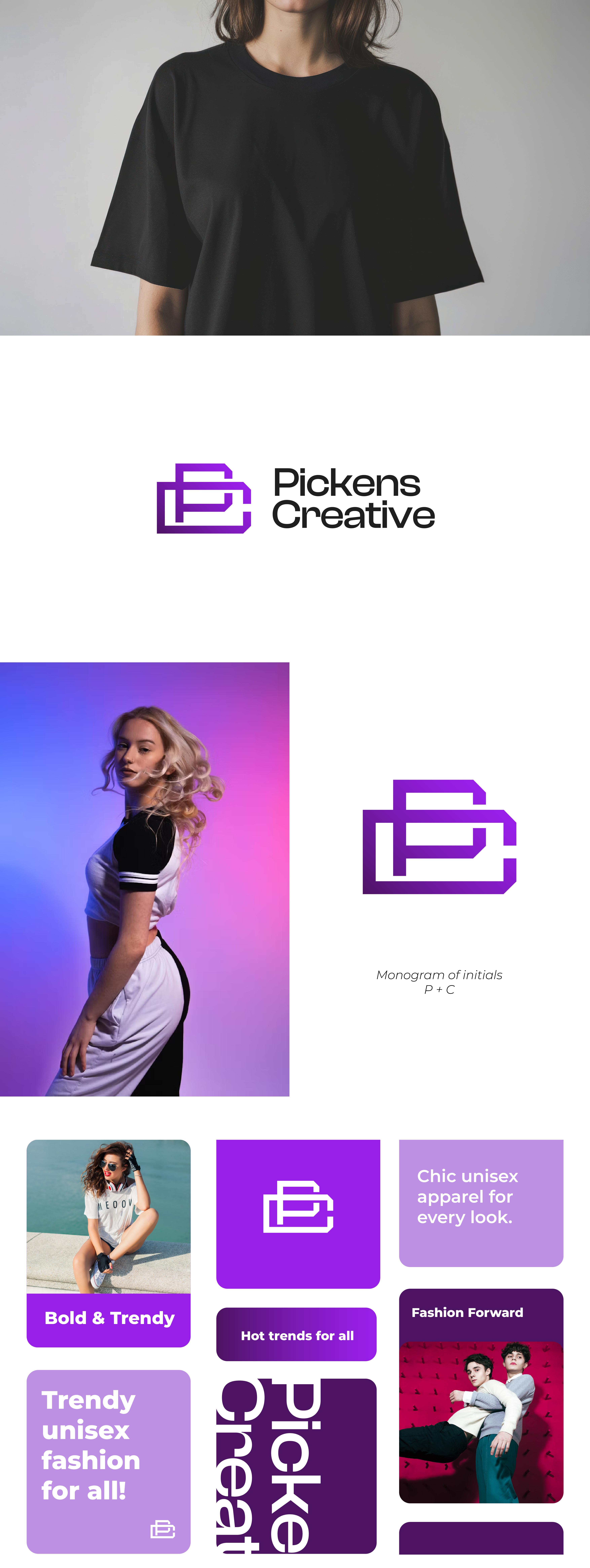Logo Design-Pickens Creatives attire logo branding c logo clothing logo flyer illustration logo p and c monogram p logo purple logo social media t shirt
