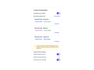 AI Post Management System- Location Customization Prompt Bar ai artificial intelligence business design designer figma ui uiux web design