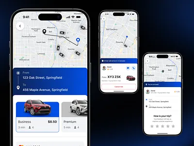 Modern, intuitive taxi booking app ai android app design booking app darkmode free ux design ios app design logistics map mobile app product design real time tracking ride booking taxi taxi app transportation app ui ui design uiux