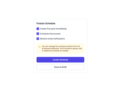 AI Post Management System-Finalize/Create Schedule Modal ai branding crypto design figma illustration logo ui uiux ux web design web3
