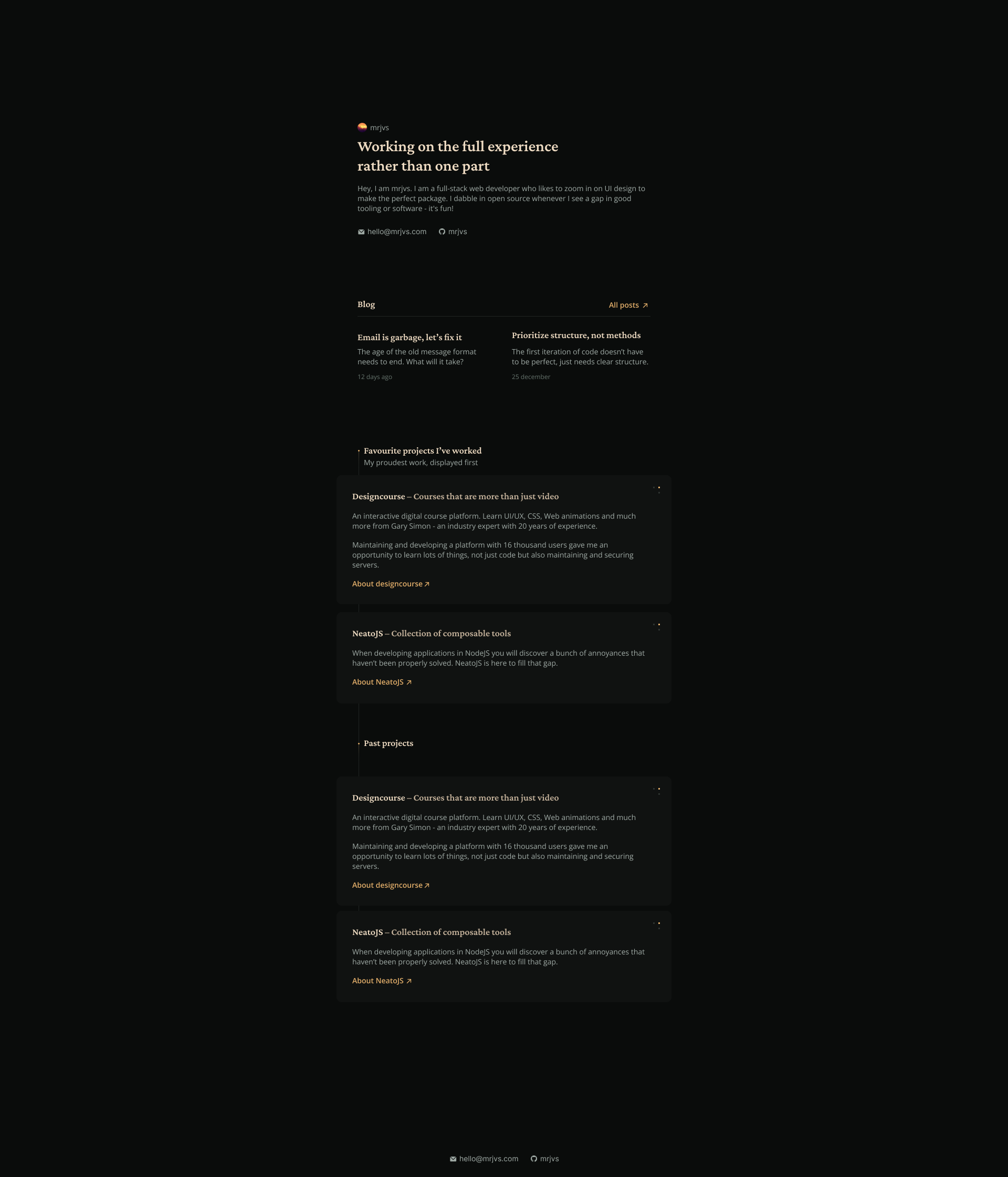 Personal website upgrade dark ui website