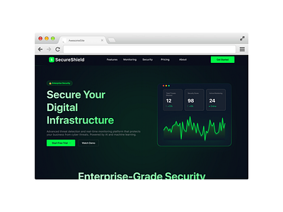 Cyber Security landing page arabic branding design ui website عربي