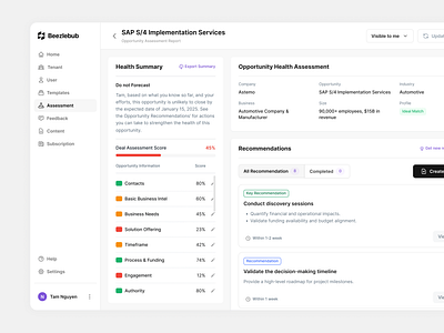Business Plan Assessment - Business Solution SaaS business cms dashboard data table saas ui ux