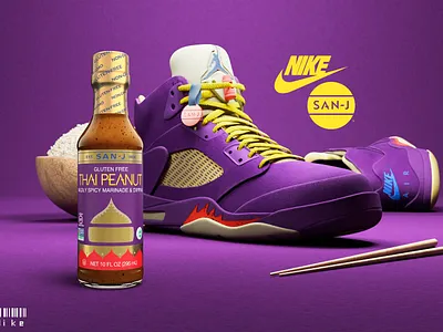 Nike x San J collab 3d blender branding marketing nike product purple sanj