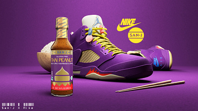 Nike x San J collab 3d blender branding marketing nike product purple sanj