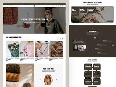 Knits, Clicks & Cozy Vibes clean ui clothing brand ecommerce website fashion website landing pag minimal ui mobile friendly modern design online store product design responsive design ui design user interfac ux design web design