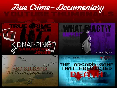 True Crime-Documentary YT Thumbnails buzzfeed unsolved cold case crime crime documentary criminal psychology design documentary fern forensic files graphic design murder mystery suspense thriller thumbnail true crime video thumbnail youtube youtube thumbnail