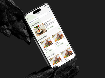 Recipe Finder Mobile App – UI/UX Design animation branding design graphic design illustration logo mobile app ui ux vector