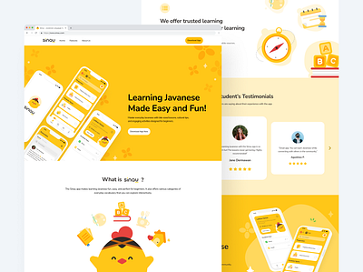 Sinau - Language Learning App Landing Page Design app design branding dailyui dashboard design education figma graphic design illustration landing page logo minimalism product design saas ui user experience user interface vector web design website