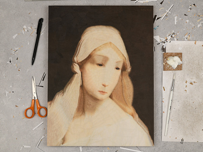 Studio, The Ghost of Katie King collage illustration katie king paper portrait scissors
