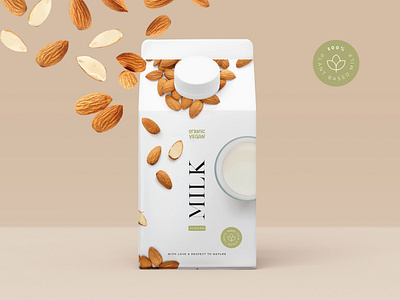 Organic Vegan almonds branding design foodphotography graphic design logo milk package packaging vegan