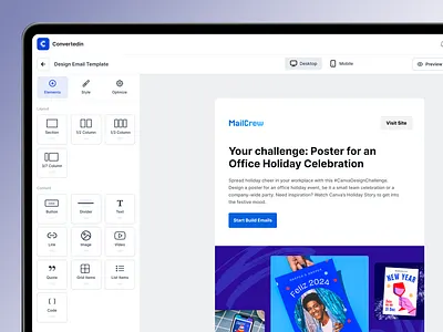 Mail Builder l Convertedin builder dashboard graphic design mail