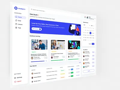 Dashboard Online Learning – UI Exploration dashboarddesign dashboardonlinelearning dribbbleshots learningplatform onlinecourse uidesign uiux webdesign