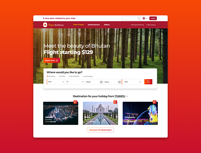 Tiger Airlines – Flight Booking Website Concept airlines booking destination figma flight landing page modern plan travel ui web web design