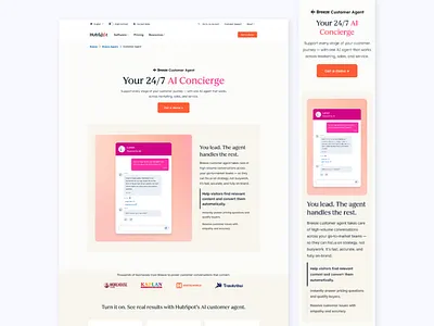 Rebranded Customer Agent Page UI animated ui graphic design interactive landing landing page rebrand tabbed content we design website