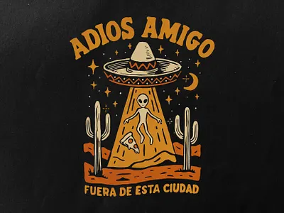 ADIOS AMIGO 👽 🌵 alien badge branding design graphic design identity illustration logo logo design mexican mexico typography ufo