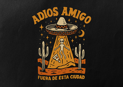 ADIOS AMIGO 👽 🌵 alien badge branding design graphic design identity illustration logo logo design mexican mexico typography ufo