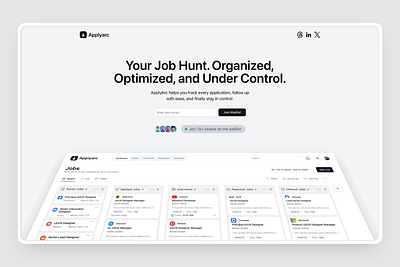 Applyarc waitlist page branding graphic design landing page minimalist ui ux waitlist page white
