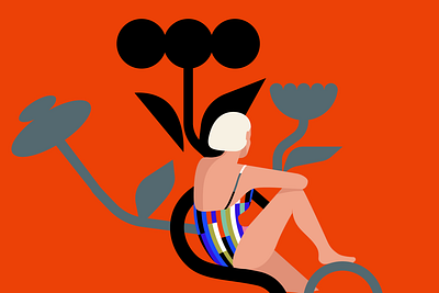 Quite Bloom editorial illustration flat flower illustration minimal plants vector woman