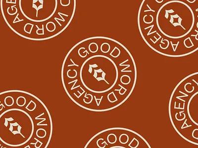 GW Good Word Agency Brand Identity agency badge branding design feather geometric graphic design icon logo mark orange quill seal studio vector