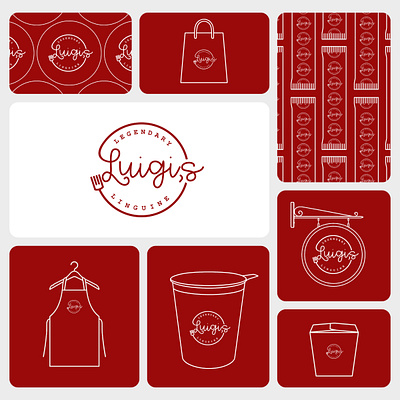 Luigi’s Linguine | Italian Restaurant Brand Identity Design brand identity branding custom logo dynamic flat food branding hand drawn handcrafted handmade illustration italian restaurant branding italian restaurnat logotype minimal modern monogram noodles restaurant branding symbolic wordmark