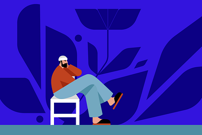 Quite Bloom editorial illustration flat flowers illustration man men minimal plants vector