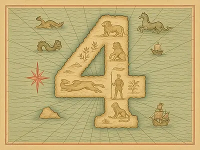 36 Days of Type - 4 4 branding compass design distressed four illustration latitude lettering longitude map nautical ship type typography vintage