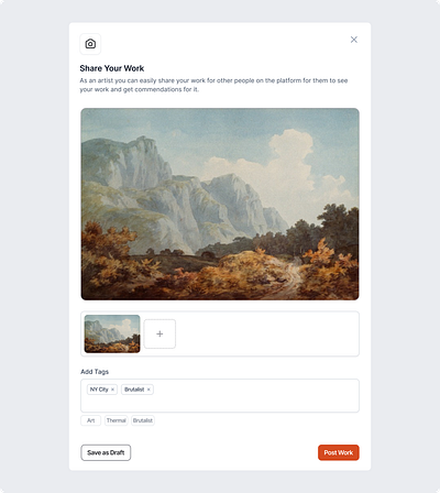 Art Share art file ui upload ux