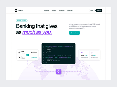 Cortex - Finance Landing Page 3d 3d artist 3d design 3d illustration b2b blender clean dipa inhouse hr illustration modern project management saas startup
