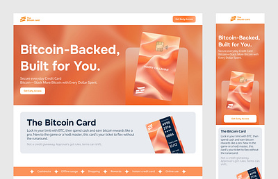 The Bitcoin card landing page crypto landing page