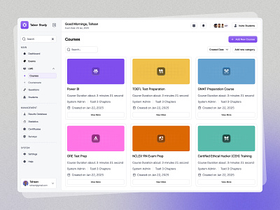 AI Exams Management Course Dashboard ai courses dashboard design exams exams management management online ui ui design uidesign website design