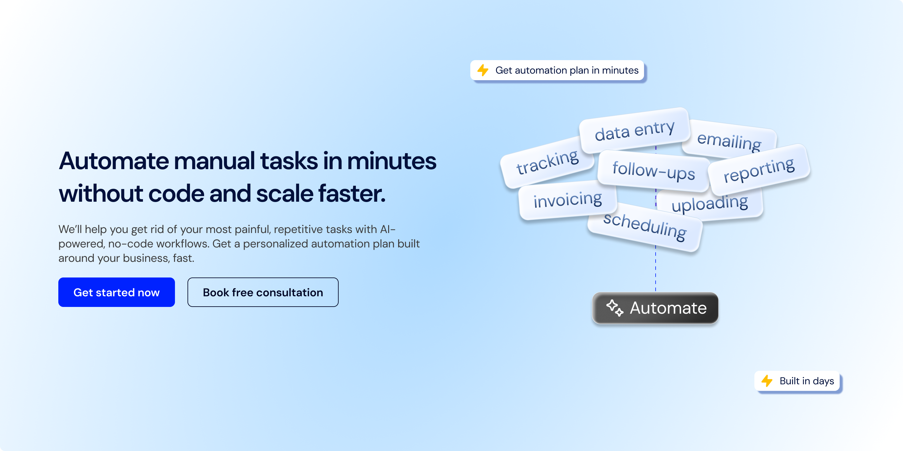 AI Automation Hero Section 3d ai automation hero section home page minimalist modern ui ux website design wordpress