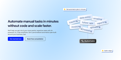 AI Automation Hero Section 3d ai automation hero section home page minimalist modern ui ux website design wordpress