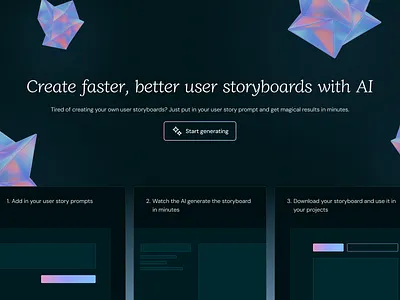 Dark Landing Page Concept for an AI Product 3d ai clean home page landing page minimalist modern ui ux website design