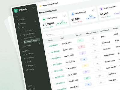 Inventory Management Payment Received dashboard dashboard design design inventory payment receive ui ui design uidesign website design